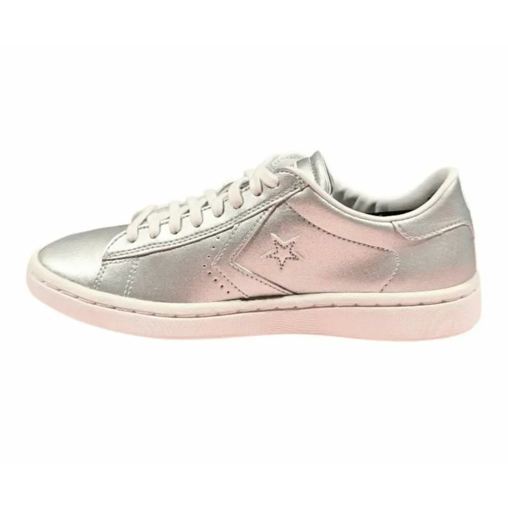 NWOB CONVERSE Pro Leather Low 'Silver' Sneaker Size 6.5
